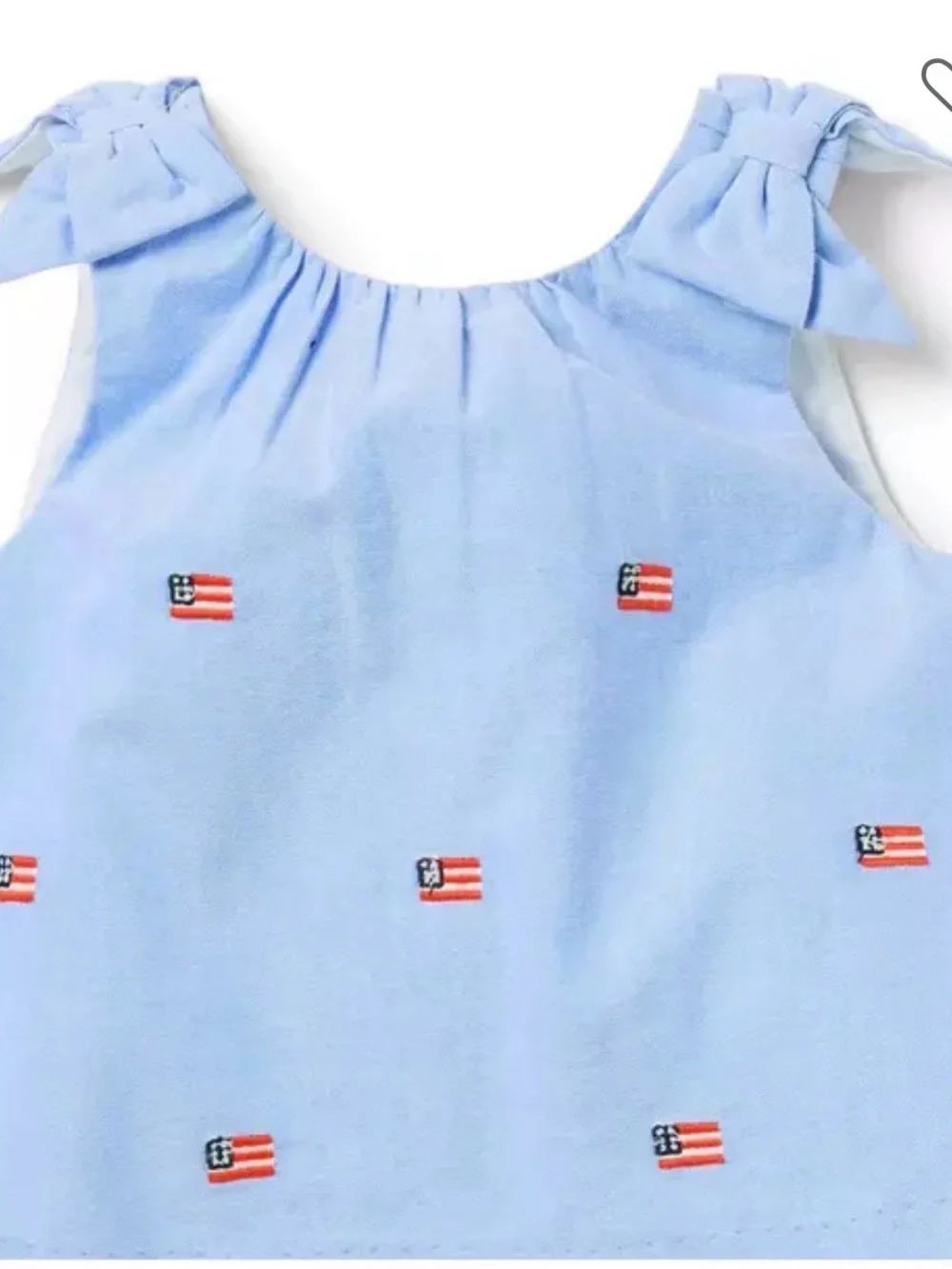 Light Blue Girls' Flag-Embroidered Tank Top with matching hat